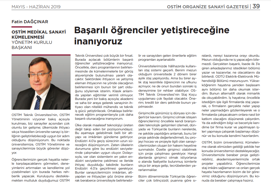 Basın'dan - Ostim Gazetesi 